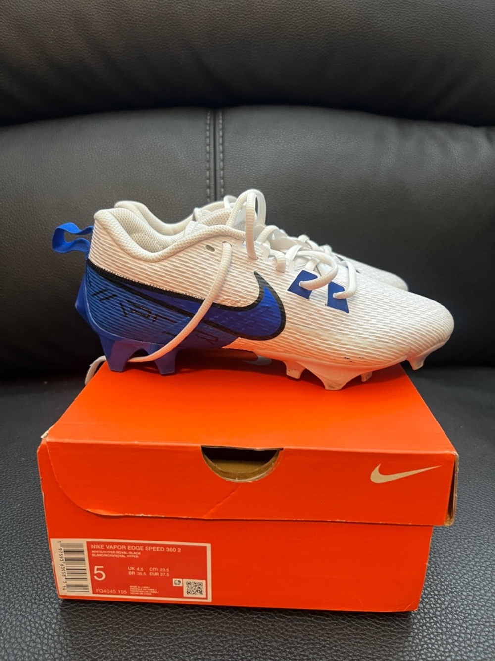 Nike VAPOR EGDE SPEED 360 2 youth football 🏈 cleats White, Blue and black